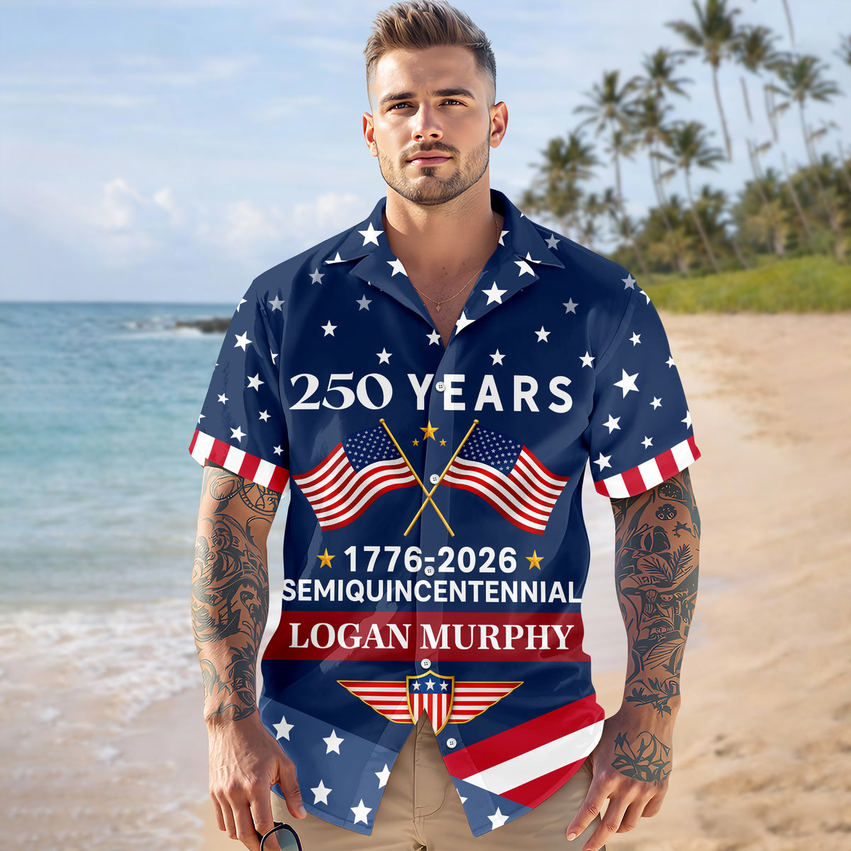 Custom Name America 250 Years Semiquincentennial 1776-2026 Hawaii Shirt LM32 899543