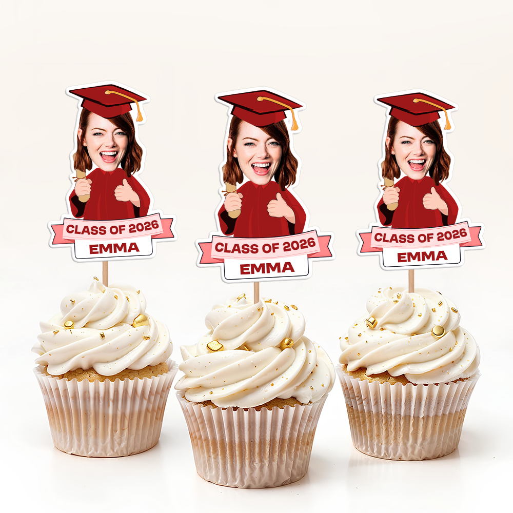 Custom Funny Face Class Of 2026 Graduation Decoration Cupcake Toppers HA75 920070