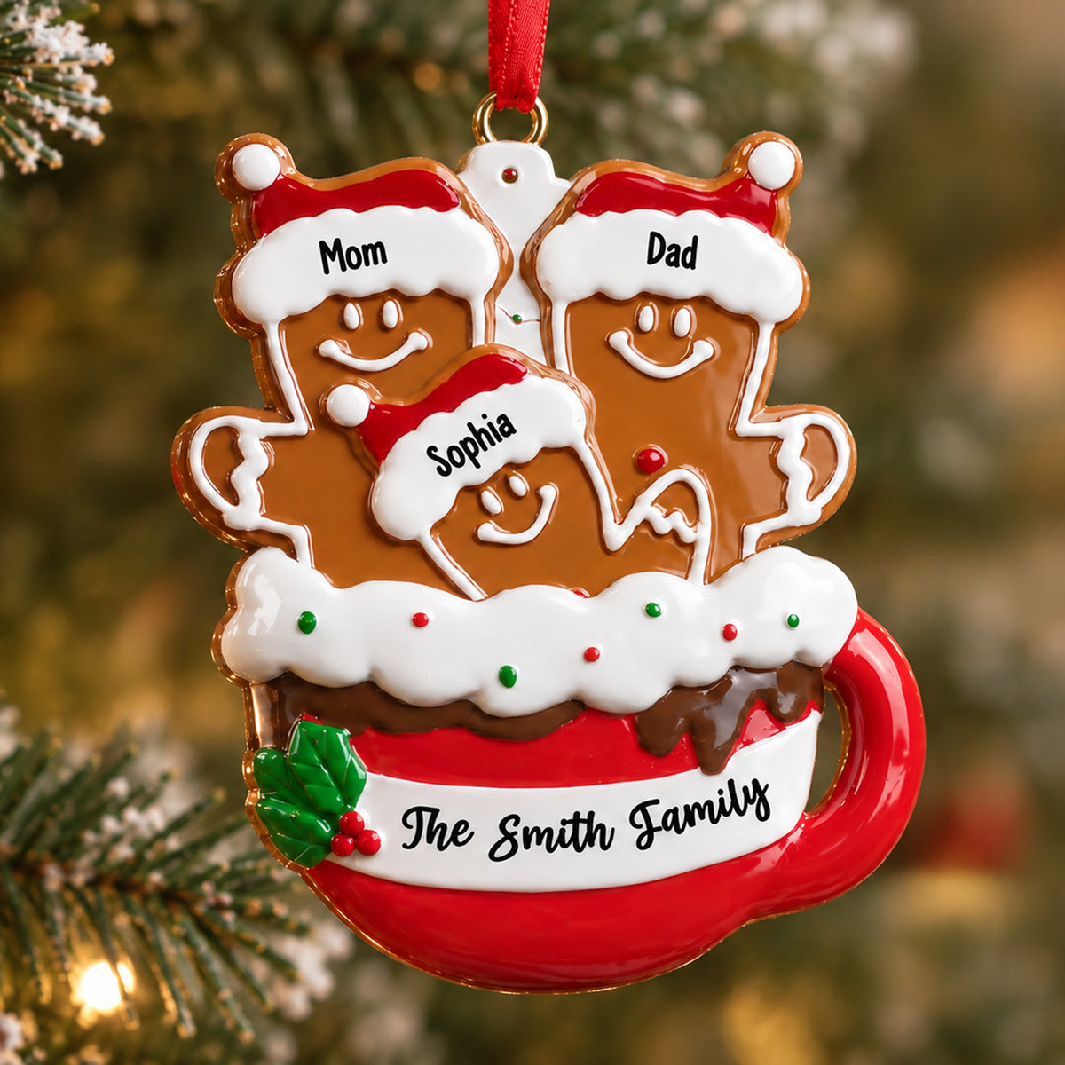 Personalized Custom Member Name Gingerbread Family Resin Ornament For Christmas TH10 171131