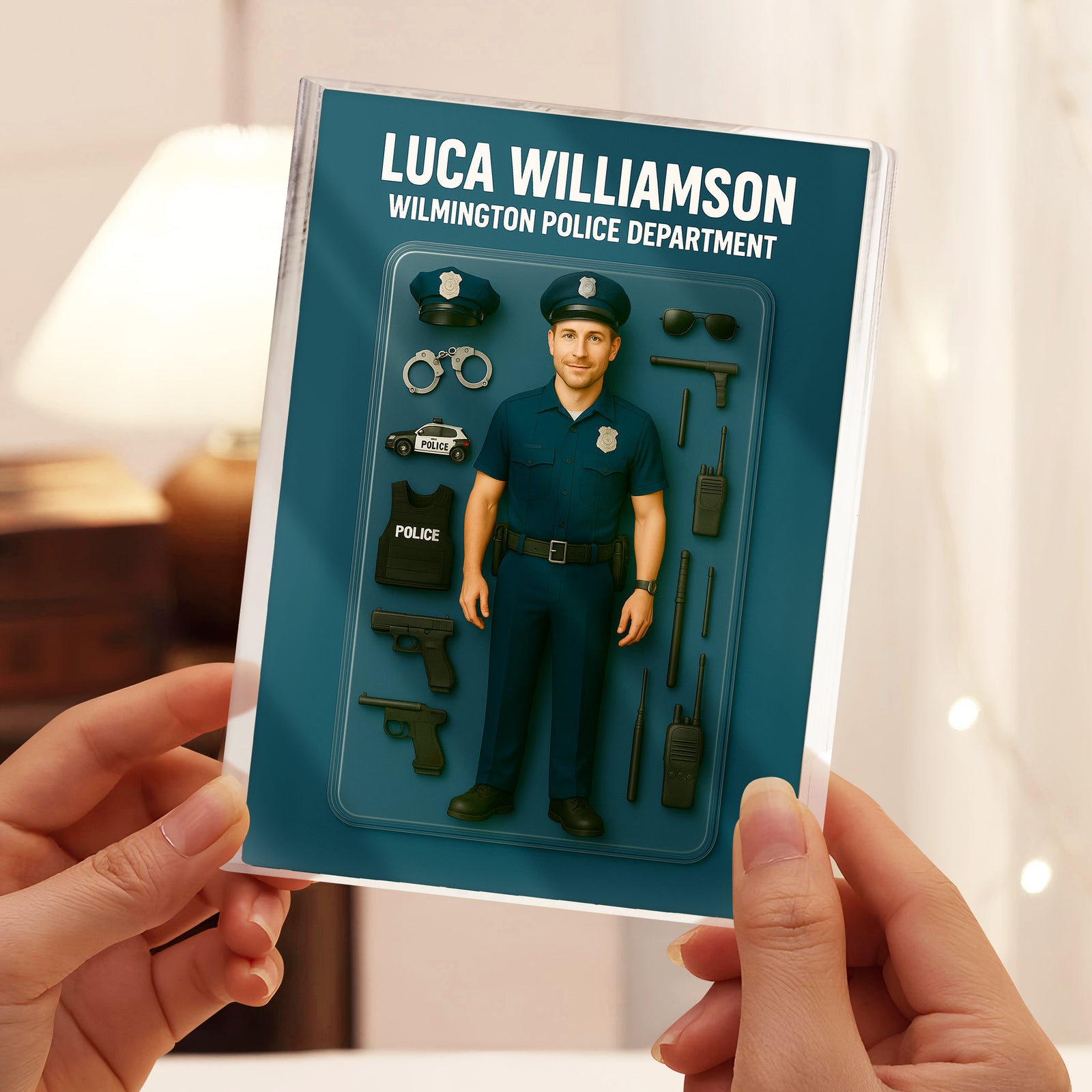 Custom Police Figure Acrylic Block Plaque, Unique Keepsake, Father's Day Gift HA75 892338