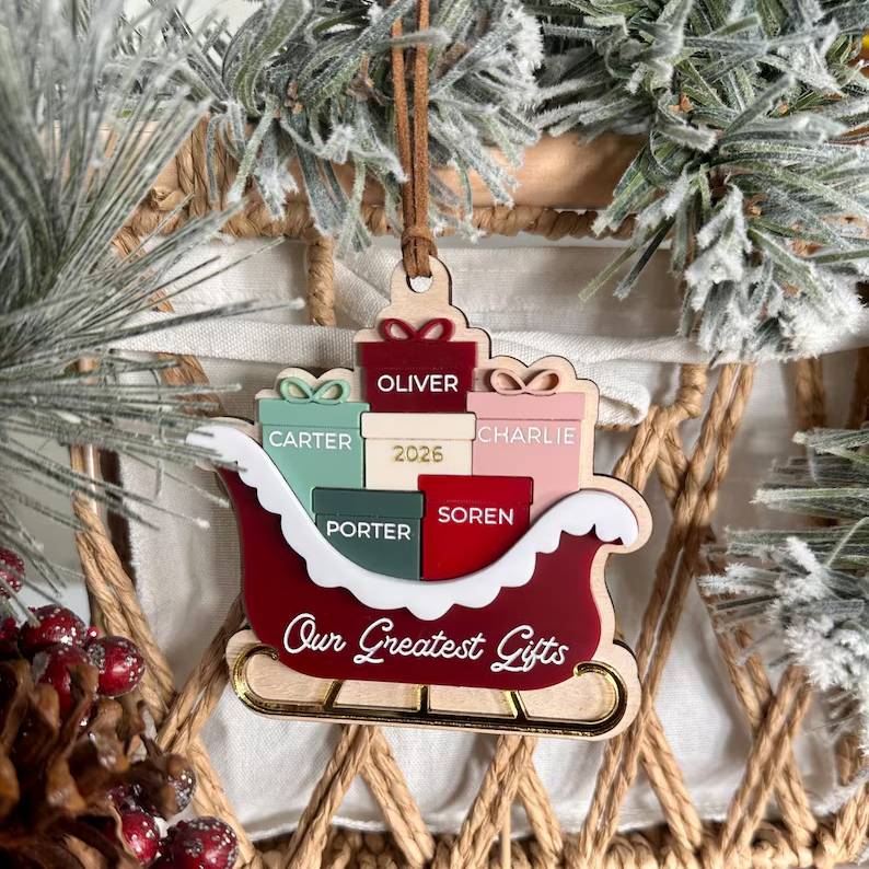 Personalized Name Sleigh Ornament, Family Keepsake, Christmas Gifts HO82 904304