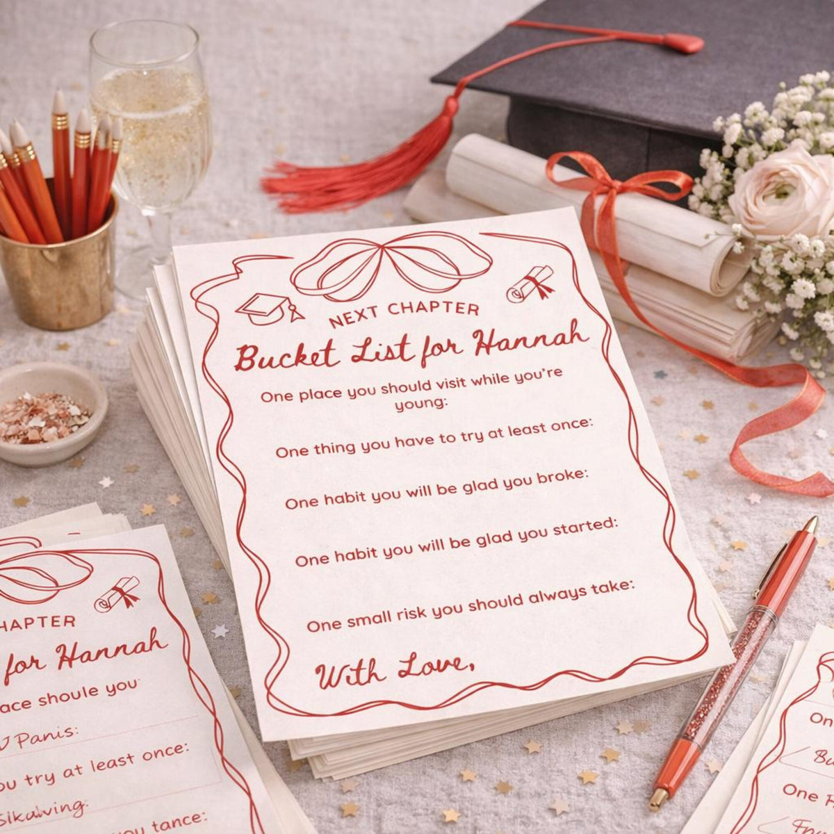 Graduation Wishes Cards for Girls - Bucket List Cards HO82 902232