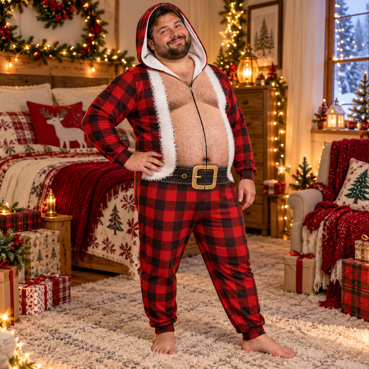 Personalized Funny Hairy Body Onesie Pajamas Gift for Him HA75 919290