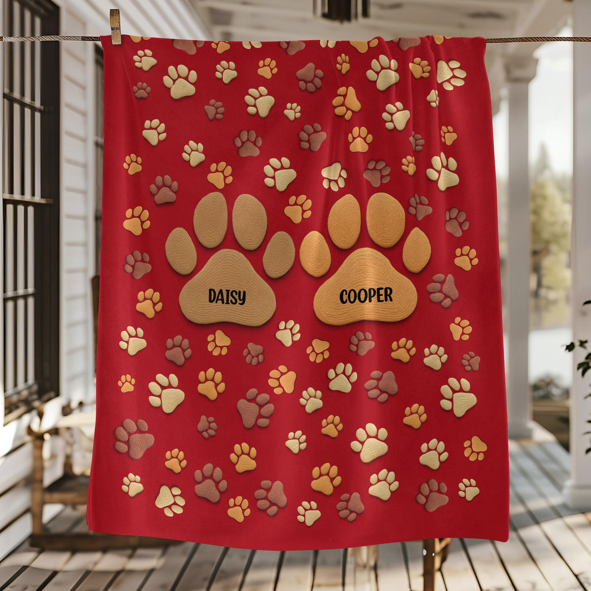 Personalized Custom Name On Paw 3D Effect Blanket TH10 896641