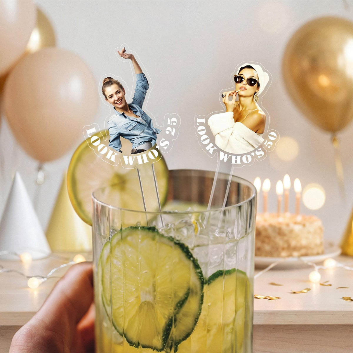 Custom Photo Look Who's 30th Birthday Cocktail Drink Stirrers Party Decoration LM32 899931