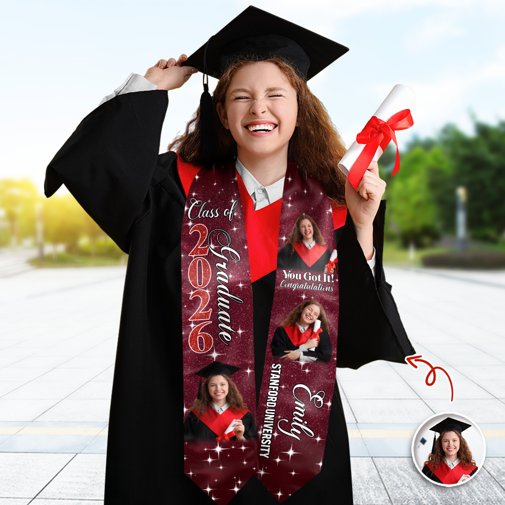 Custom Photo Class of 2026 Graduation Stole CH07 910802