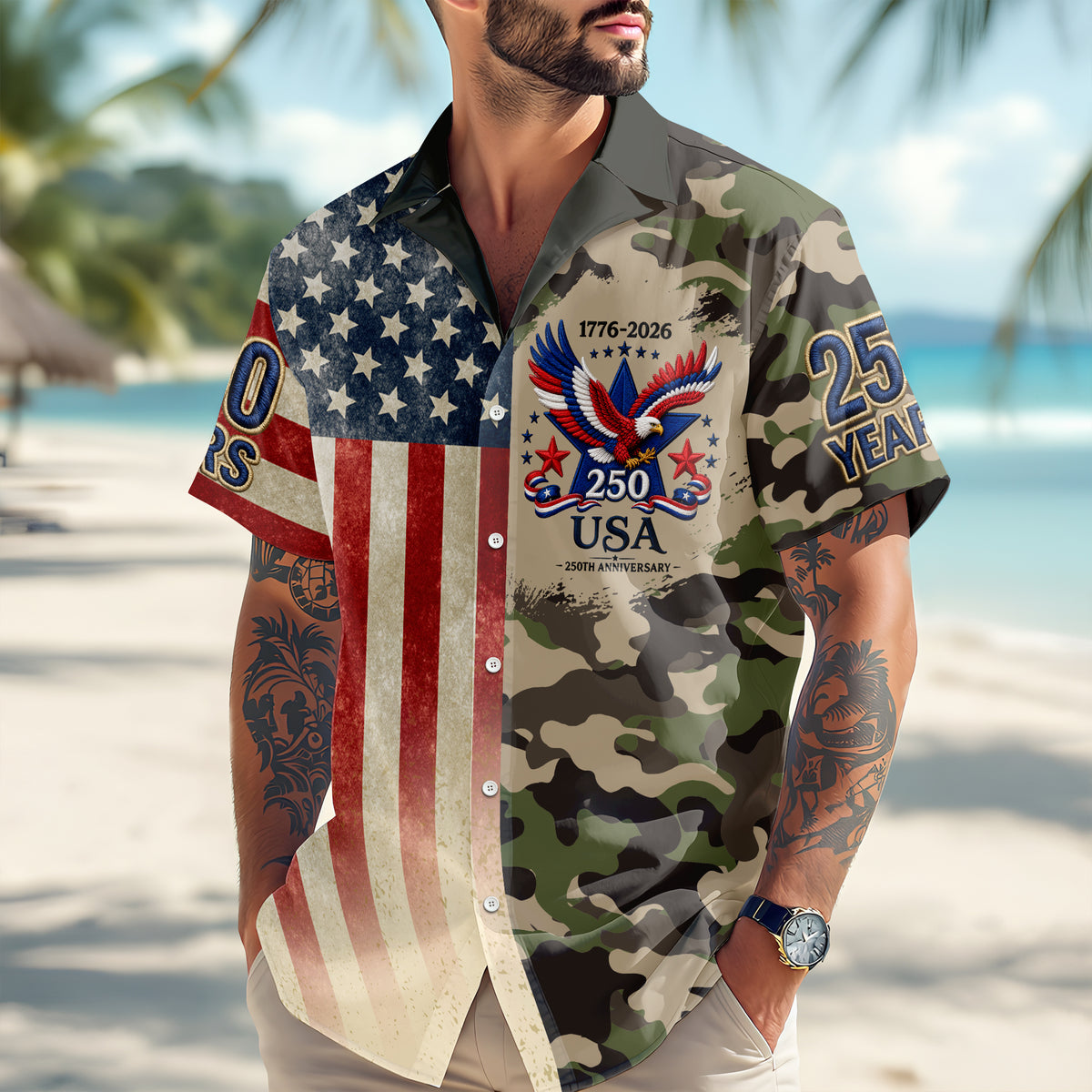 America 250th Anniversary 1776 - 2026 Patriotic Hawaii Shirt HA75 921624