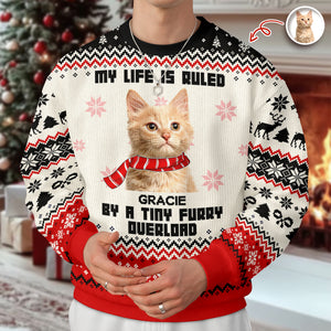 Custom Cute Cat Photo Ruled By Tiny Furry Overlord Ugly Sweater LM32 895585