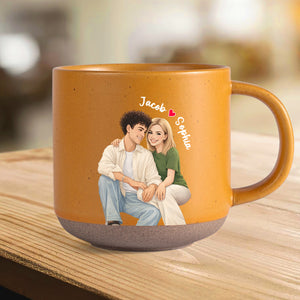 Custom Couple Watercolor Photo Pottery Mug Valentine Gift For Him Her CH07 910194