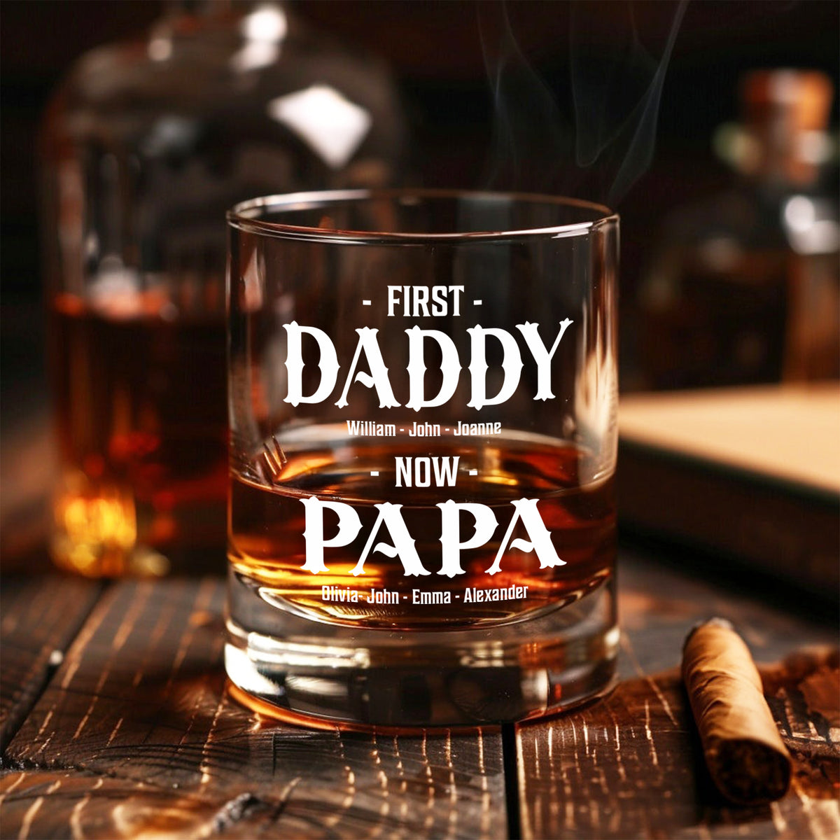 Personalized First Dad Now Grandpa Whiskey Glass Gift For Father's Day TH10 169611