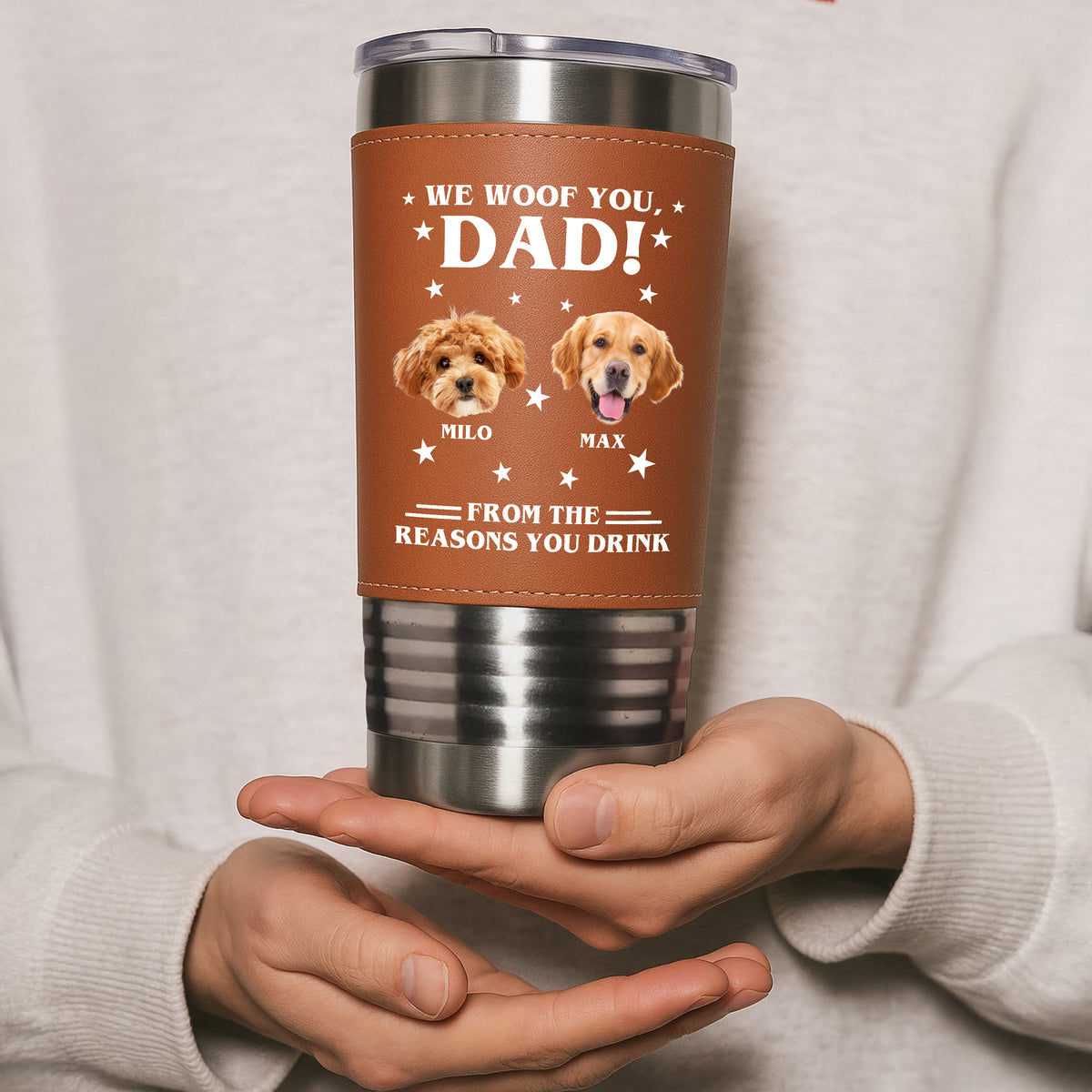 Custom Photo We Woof You - Dog Tumbler Gift For Dad For Dog Dad HO82 894118
