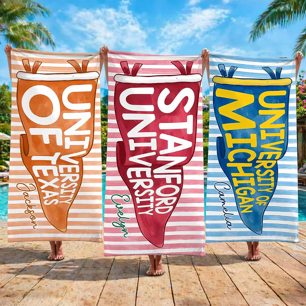 Personalized College Pennant Spirit Beach Towel – Graduation Gift HO82 902152