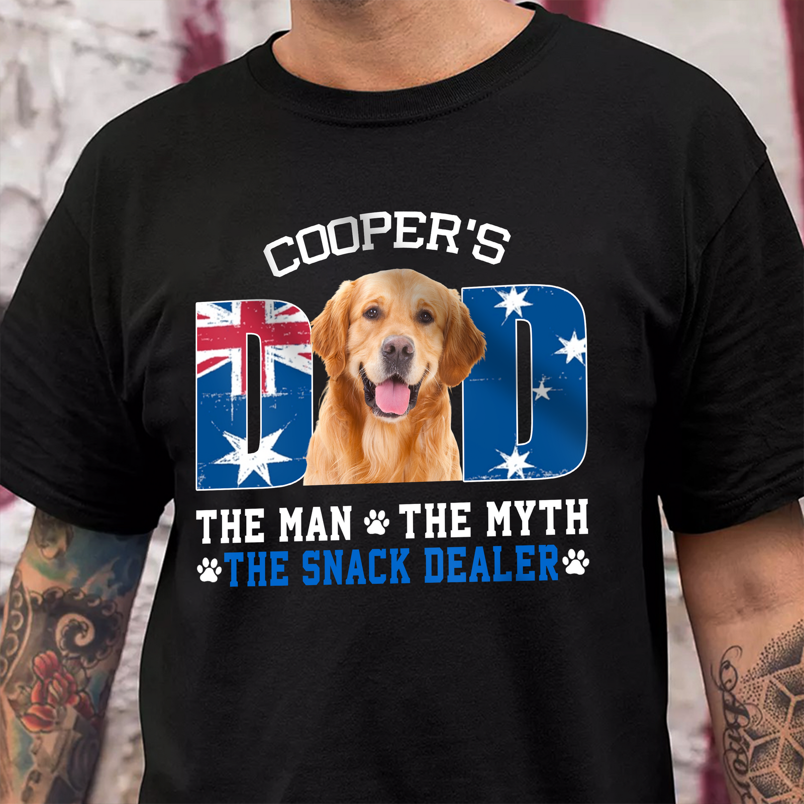 Custom Photo Dog - Dog's Dad The Man The Myth The Dealer Australia Flag Dad Shirt HA75 892880