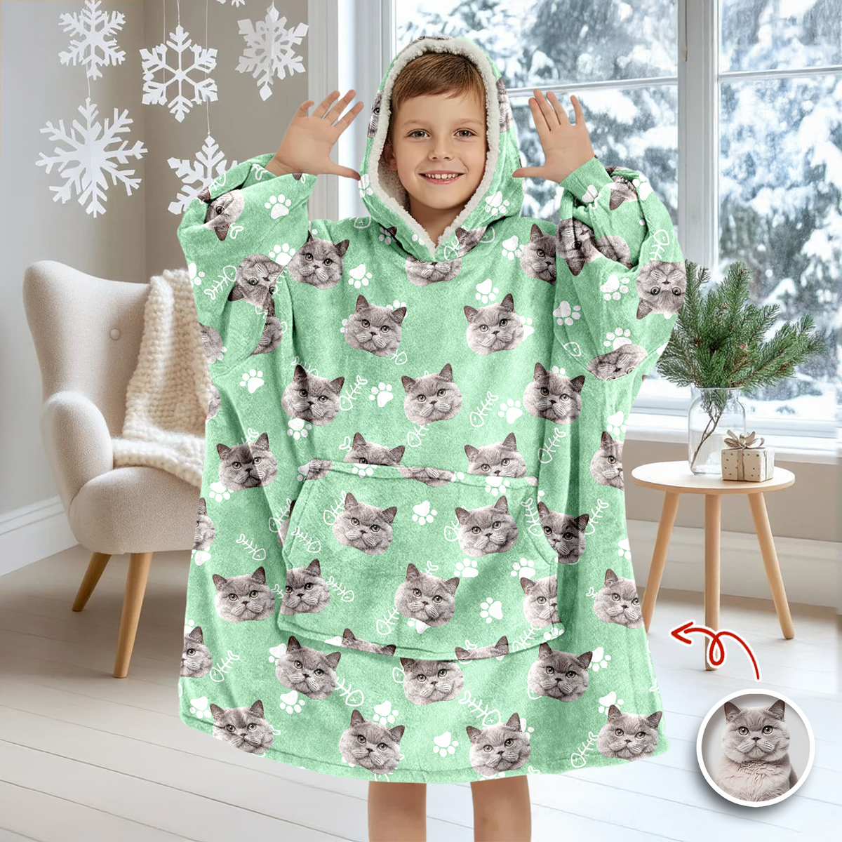 Custom Dog Cat Face Photo With Colorful Background Hoodie Blanket HA75 898284