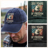 250 Years Of Freedom Since 1776 USA Bald Eagle America Flag Washed Denim Baseball Cap HA75 897380