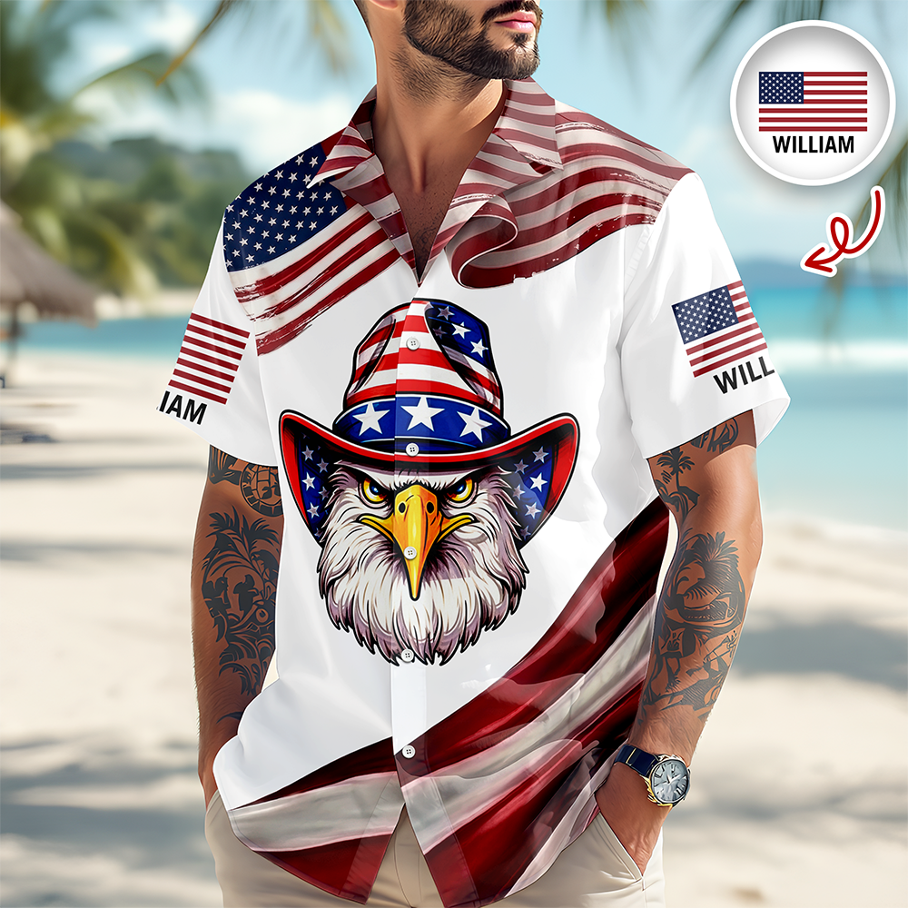 Custom Name USA 250th Anniversary Eagle Hawaii Shirt - Personalized Patriotic America 1776-2026 HO82 902082