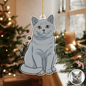 Custom Cute Cat Photo Portrait Christmas Decoration Acrylic Ornament LM32 895715