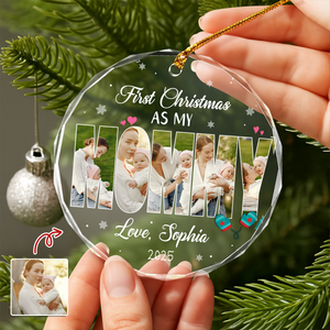 Custom Photo First Christmas As My Dad Circle Glass Ornament CH07 899036
