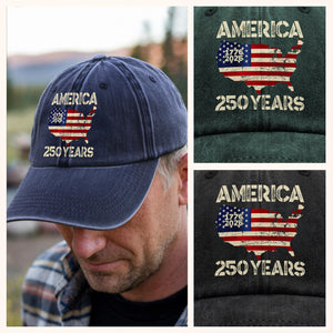 250 Years America Anniversary 250th Independence Day Washed Denim Baseball Cap HA75 897362