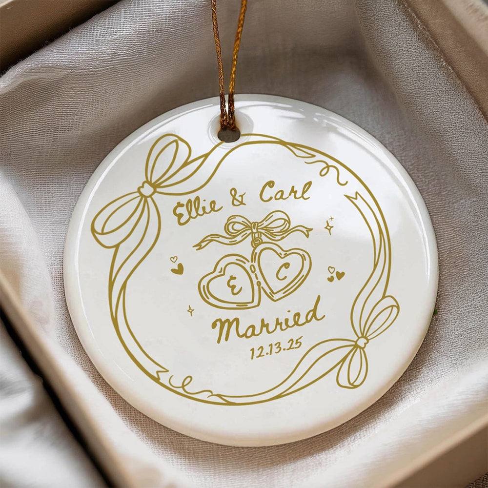 Personalized Engagement Ceramic Ornament Gift for Engaged Couples CH07 180056