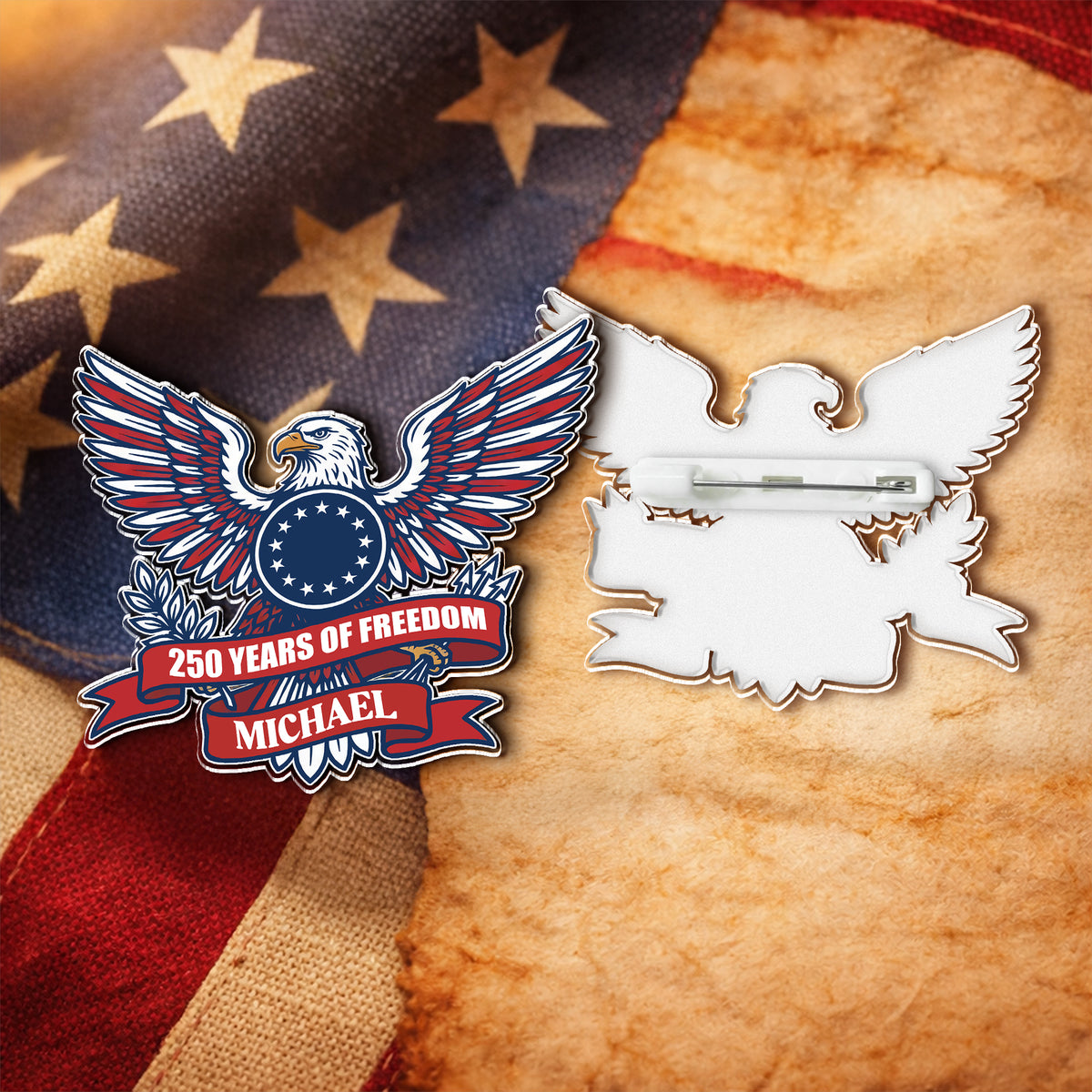 Eagle USA 250th Anniversary 1776-2026 Semiquincentennial Patriotic Acrylic Pin HO82 901802