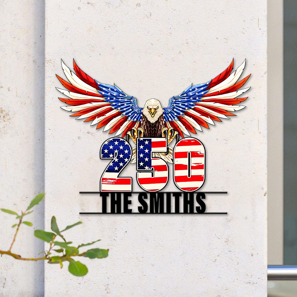 Custom Family Name 250th Anniversary Patriotic Eagle Monogram Metal Sign HA75 920514