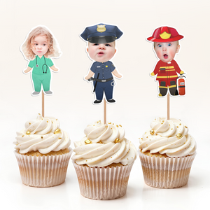Custom Photo Funny Kid Dream Jobs Decoration Cupcake Toppers HA75 892350