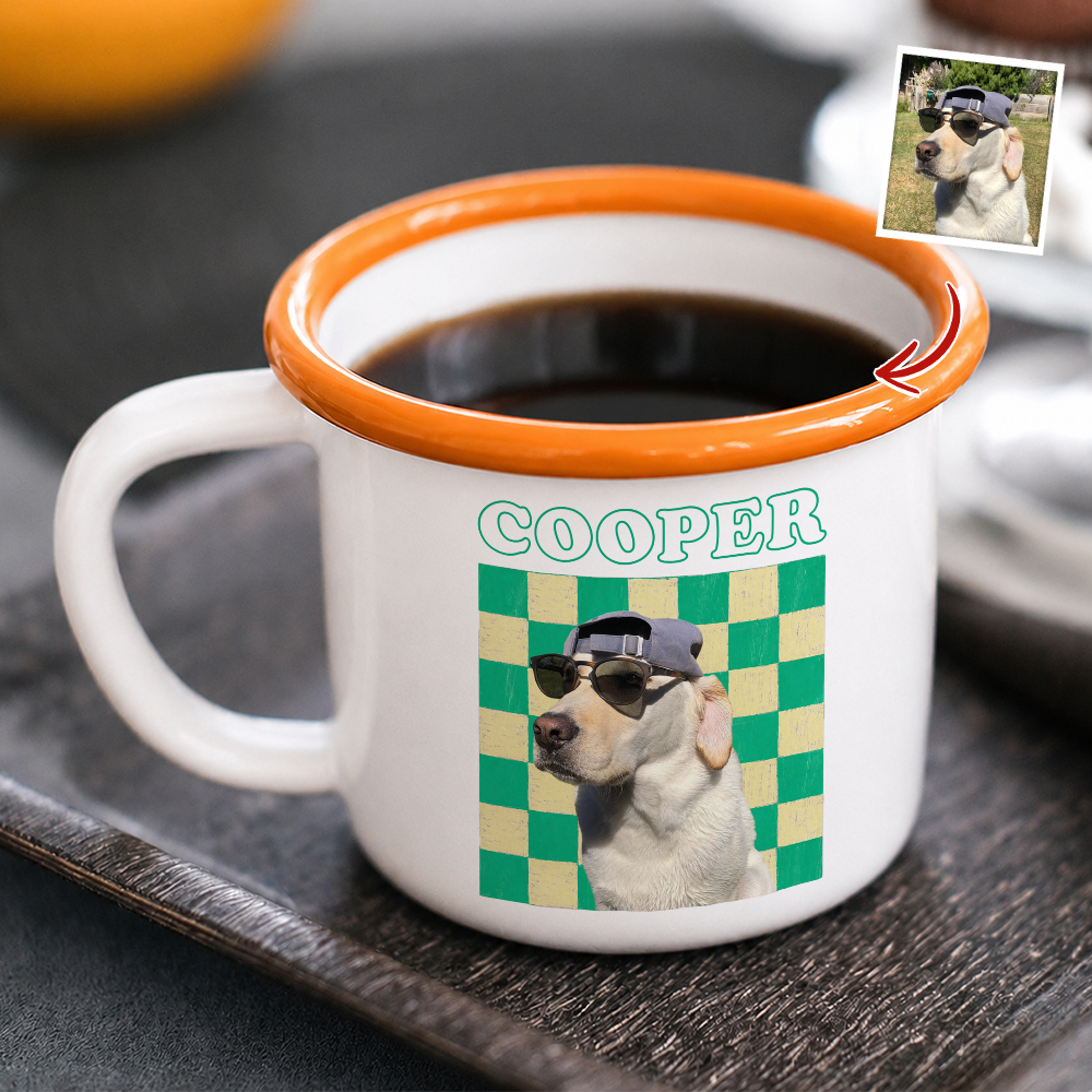 Custom Dog Photo Retro Style 12oz Two-Tone Enamel Mug CH07 911990