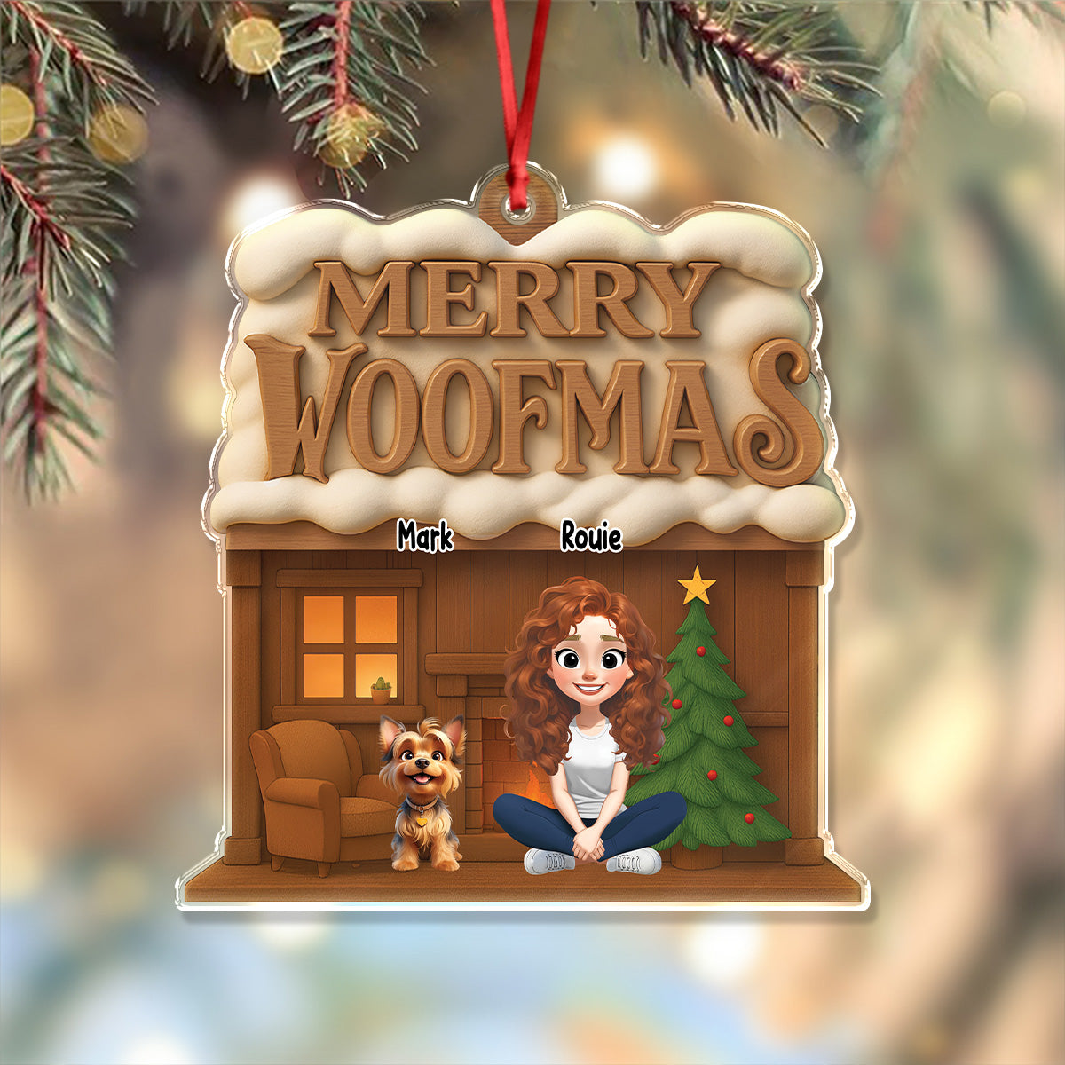 Personalized Merry Woofmas Acrylic Ornament For Dog Lover TH10 896529