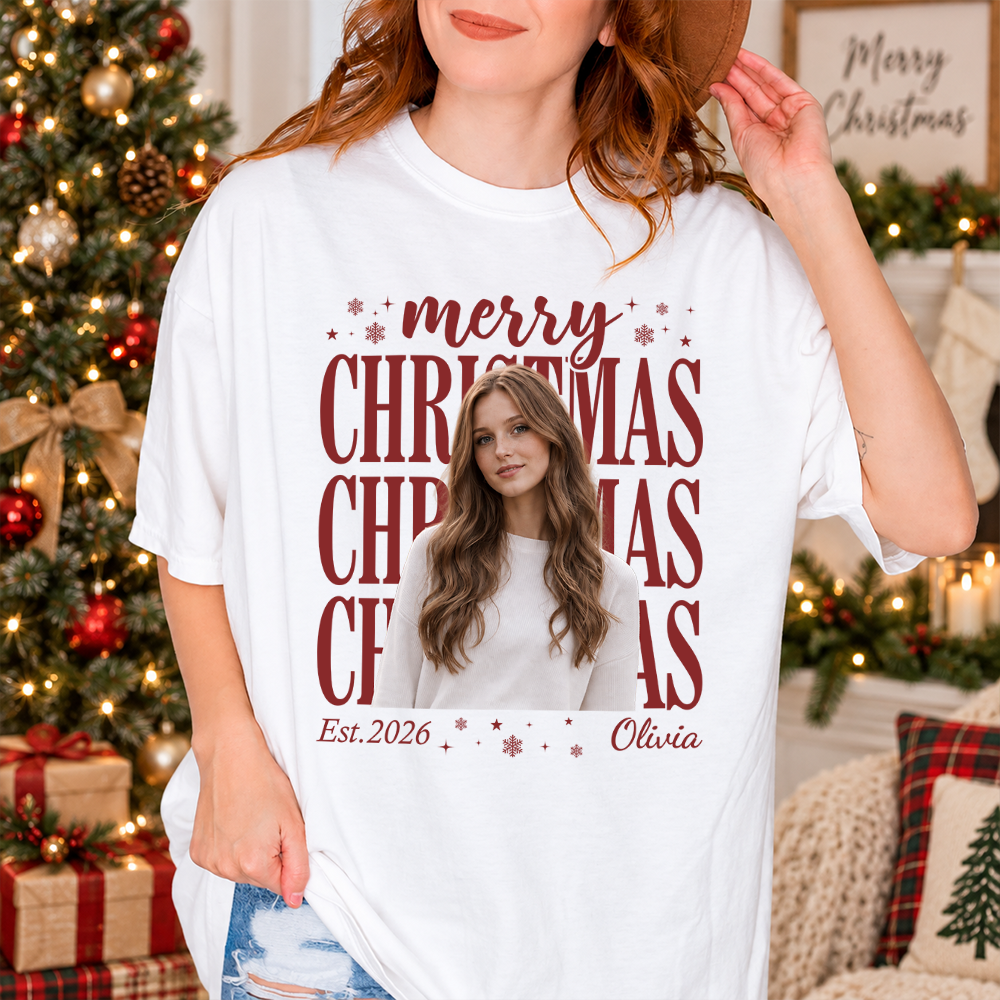 Custom Photo Merry Christmas Shirt, Personalized Holiday Gift For Family TH10 171123