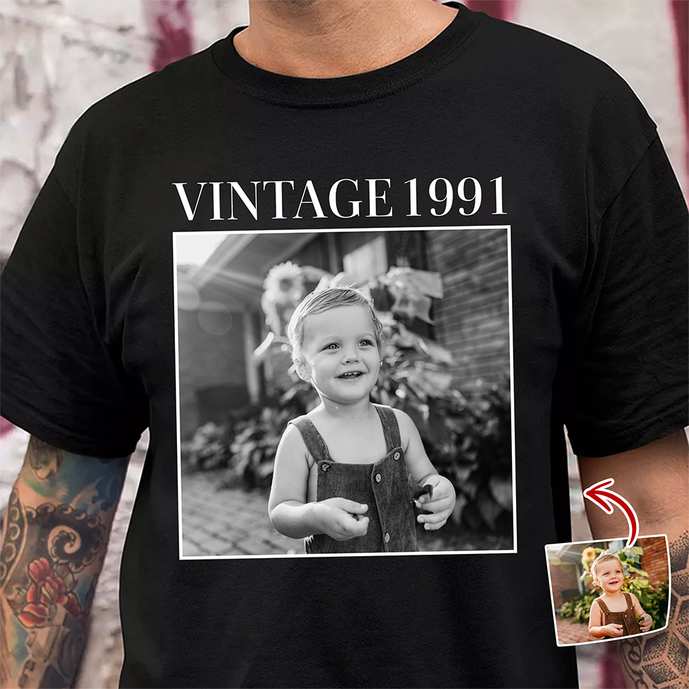 Custom Photo and Year Birthday Vintage Dark Shirt HA75 897504