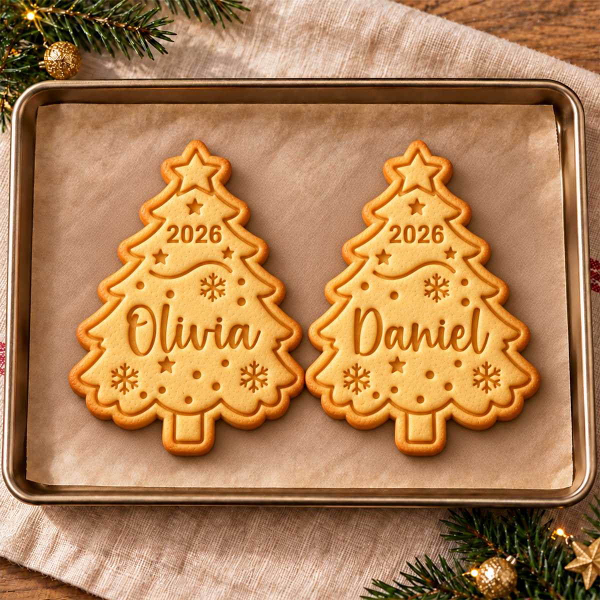 Personalized Name Merry Christmas - Christmas Tree Shaped Cookie Stamp HA75 57016