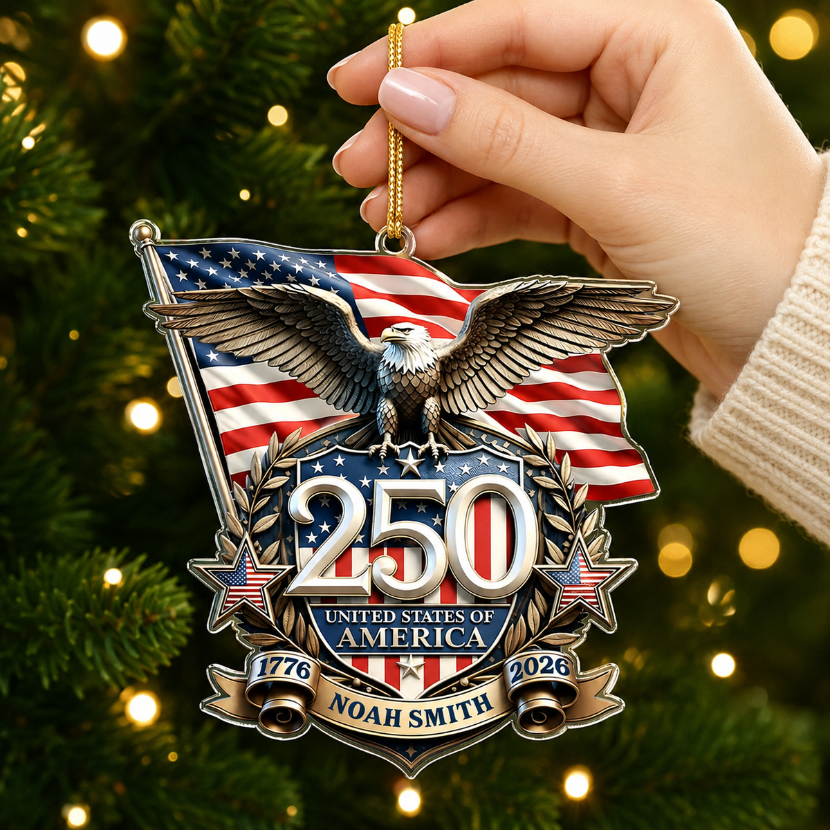 Personalized America 250th Anniversary Patriot Eagle Acrylic Ornament HO82 903400
