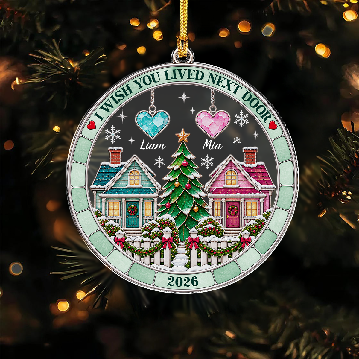 Custom Name I Wish You Lived Next Door Acrylic Ornament CH07 180532
