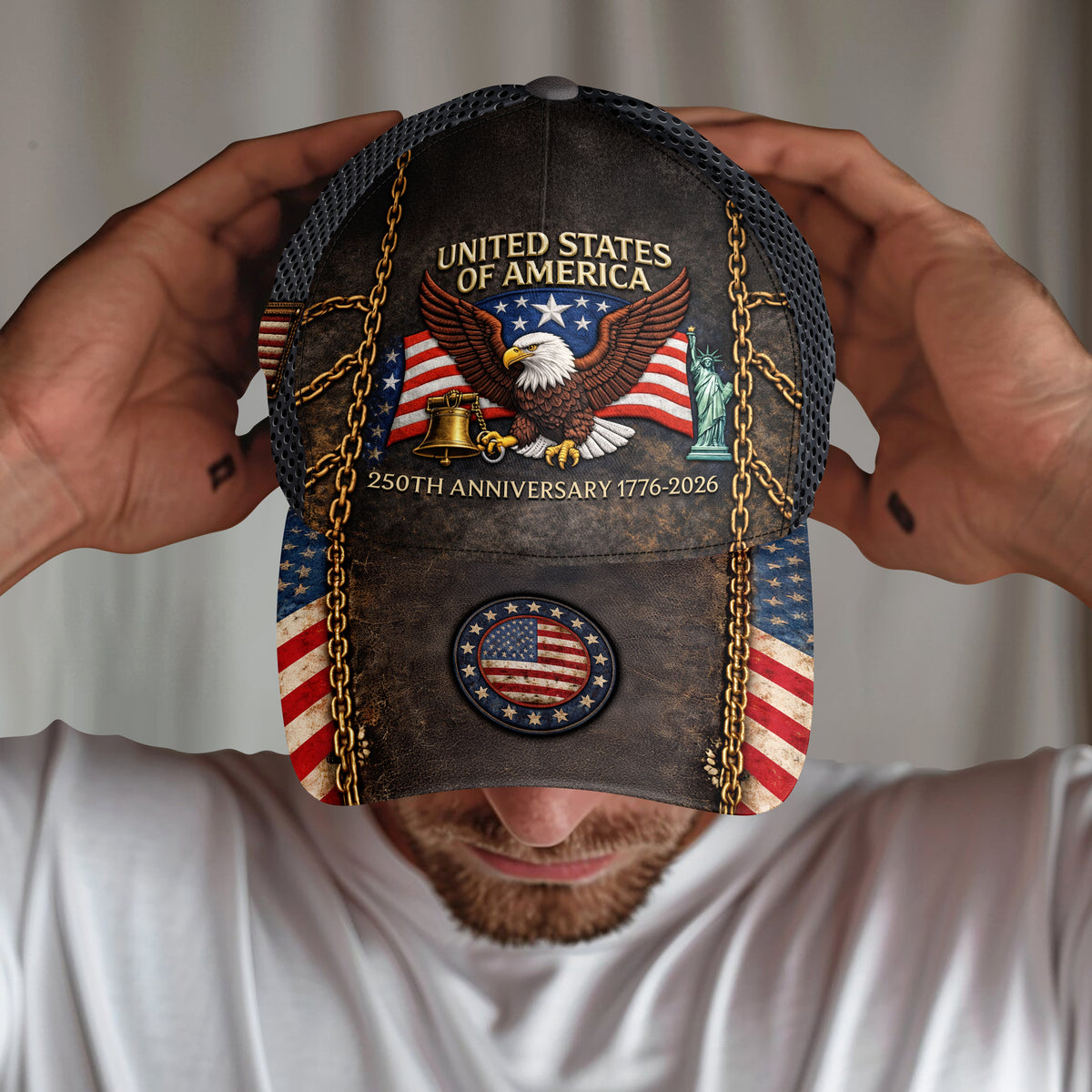 Custom Name USA 250th Anniversary Classic Cap 1776–2026 American Eagle Cap, Patriotic Gift CH07 899876