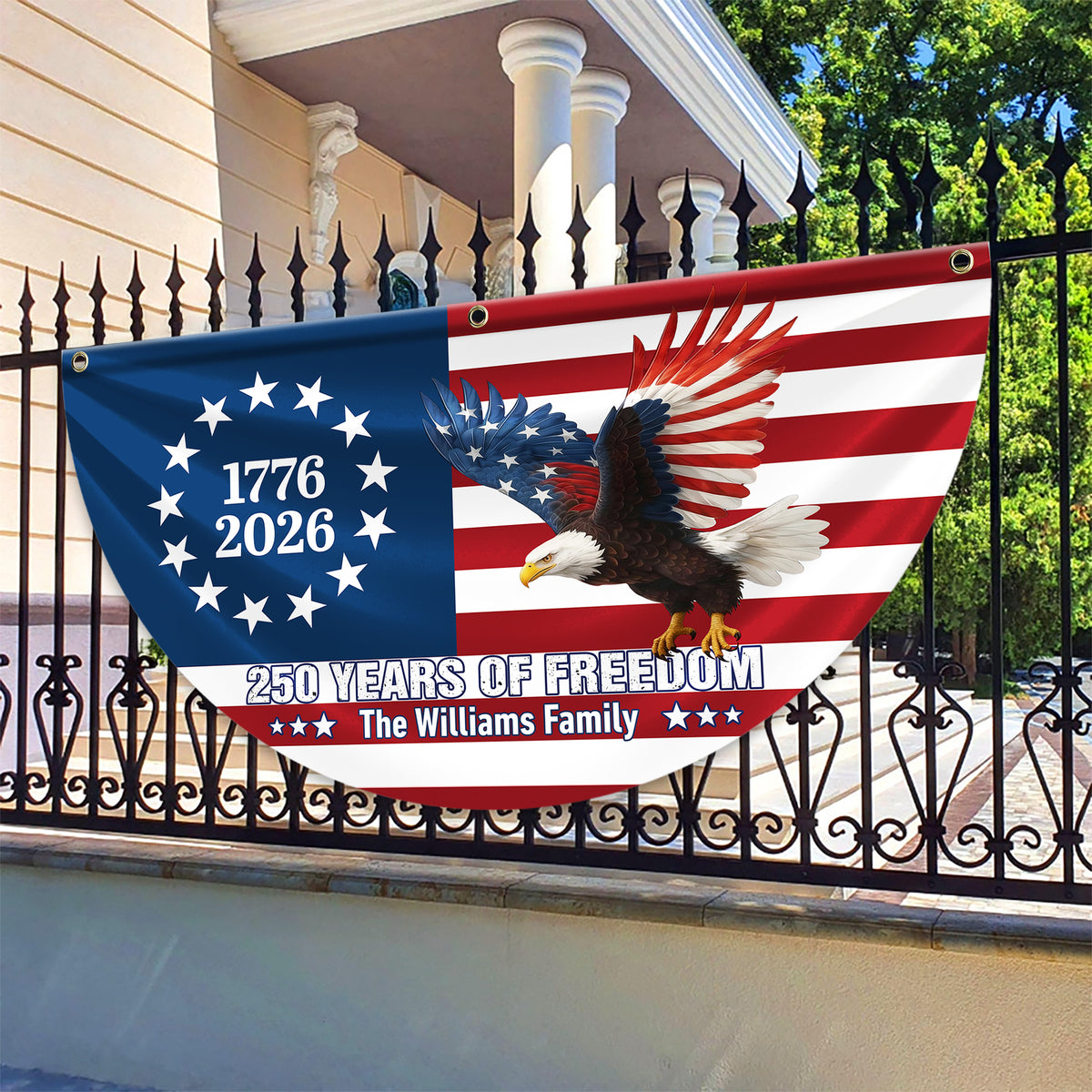 Personalized 250 Years Of Freedom 1776–2026 Eagle Non-Pleated Fan Flag HO82 901306