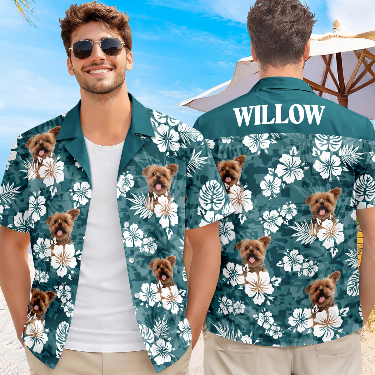 Custom Dog Photo And Name Floral Hawaii Shirt TH10 169459