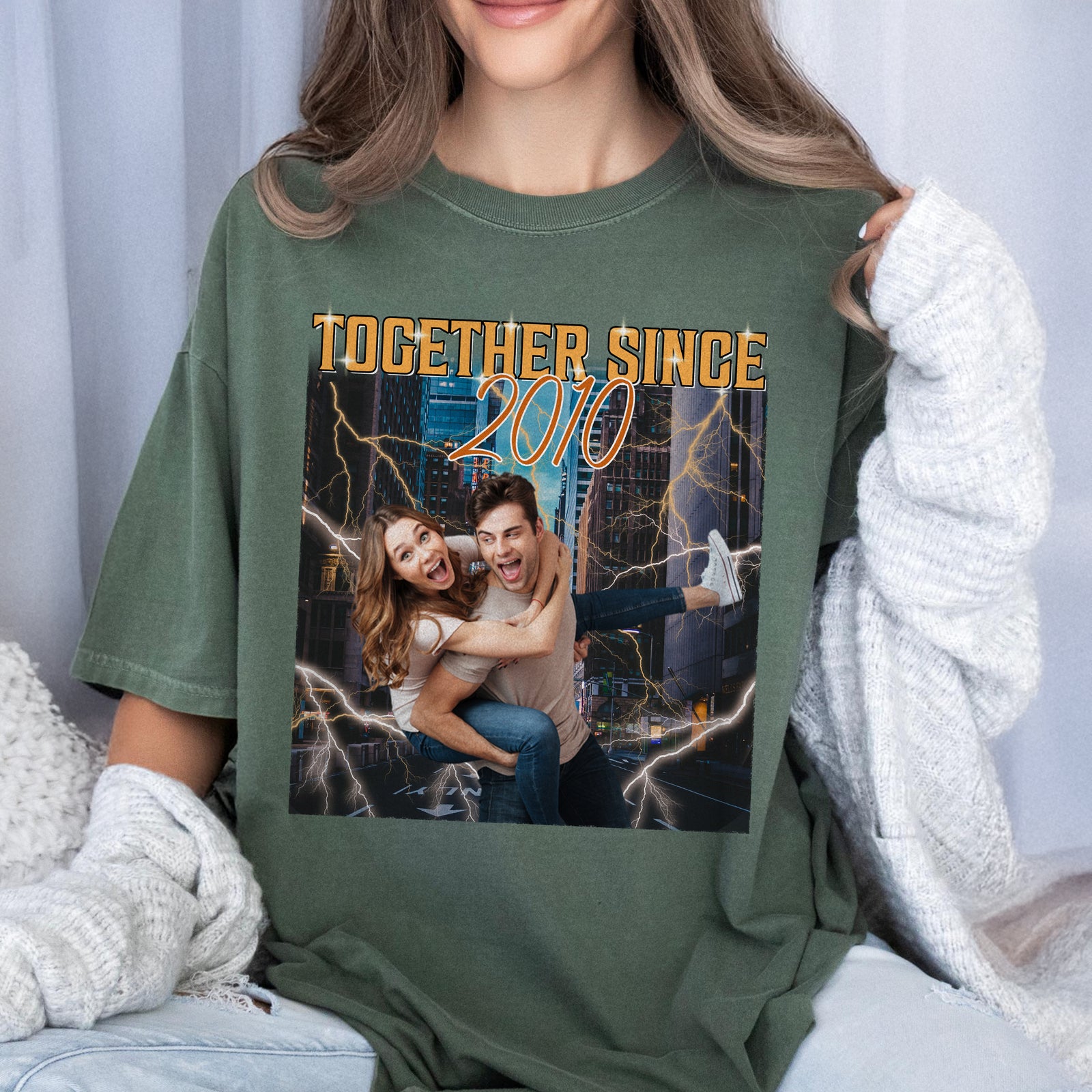Custom Portrait Photo Together Since Vintage Style Couple Comfort Shirt HO82 894900