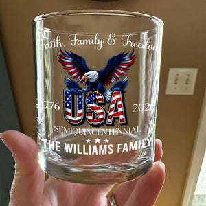 Custom Name Faith, Family & Freedom America 250 Years Patriotic Whiskey Glass LM32 897719