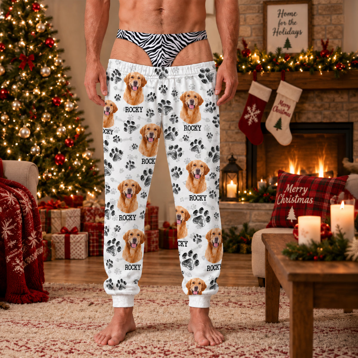 Custom Dog Cat Photo Paw Fake Underwear Sweatpants, Funny Personalized Gift for Pet Lovers CH07 180524