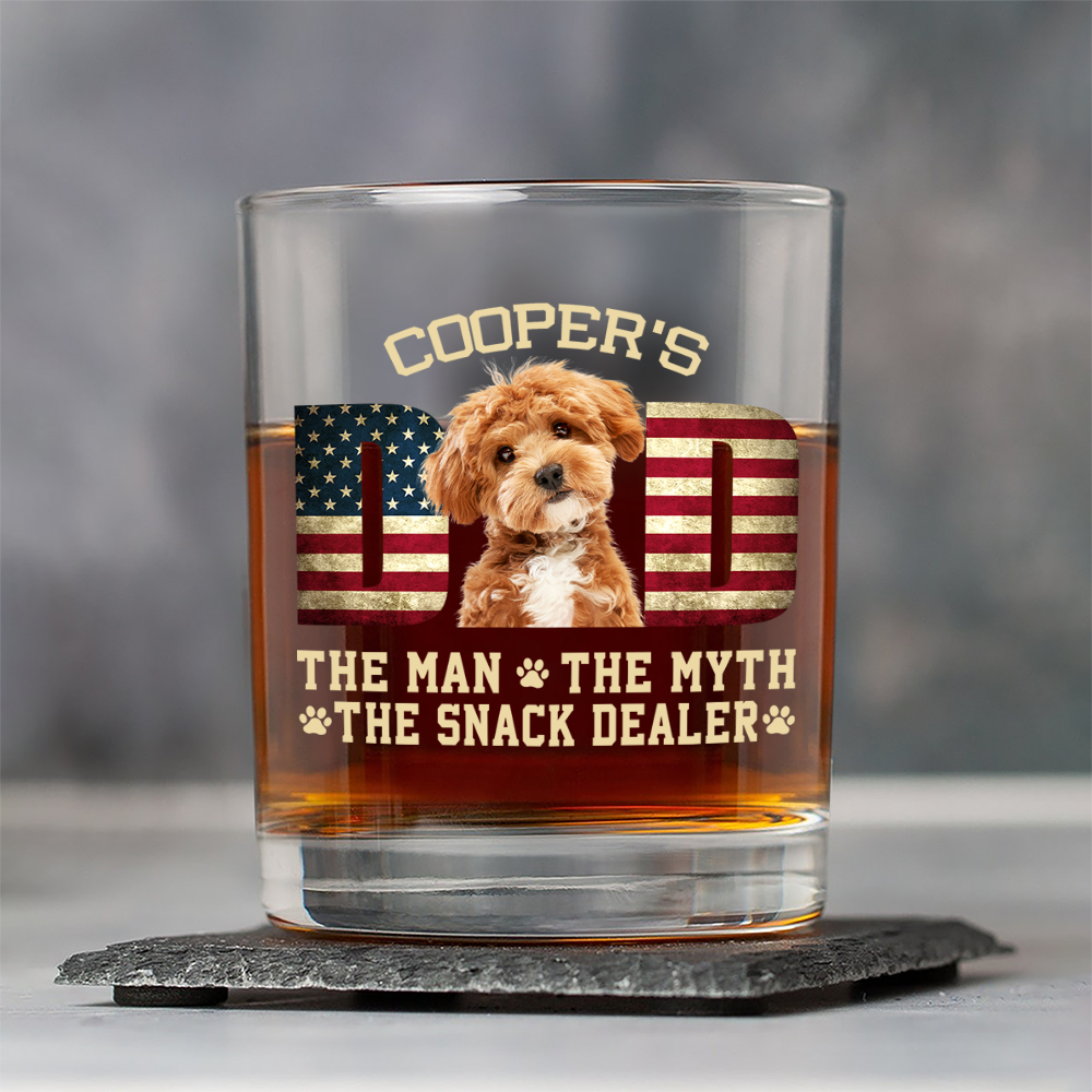 Custom Photo Dog Dad The Man The Myth American Flag Dad Rock Glass HA75 892272
