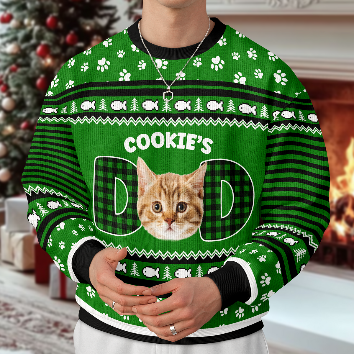 Custom Photo Cat Mom Cat Dad Ugly Sweater Christmas Gift HA75 897610