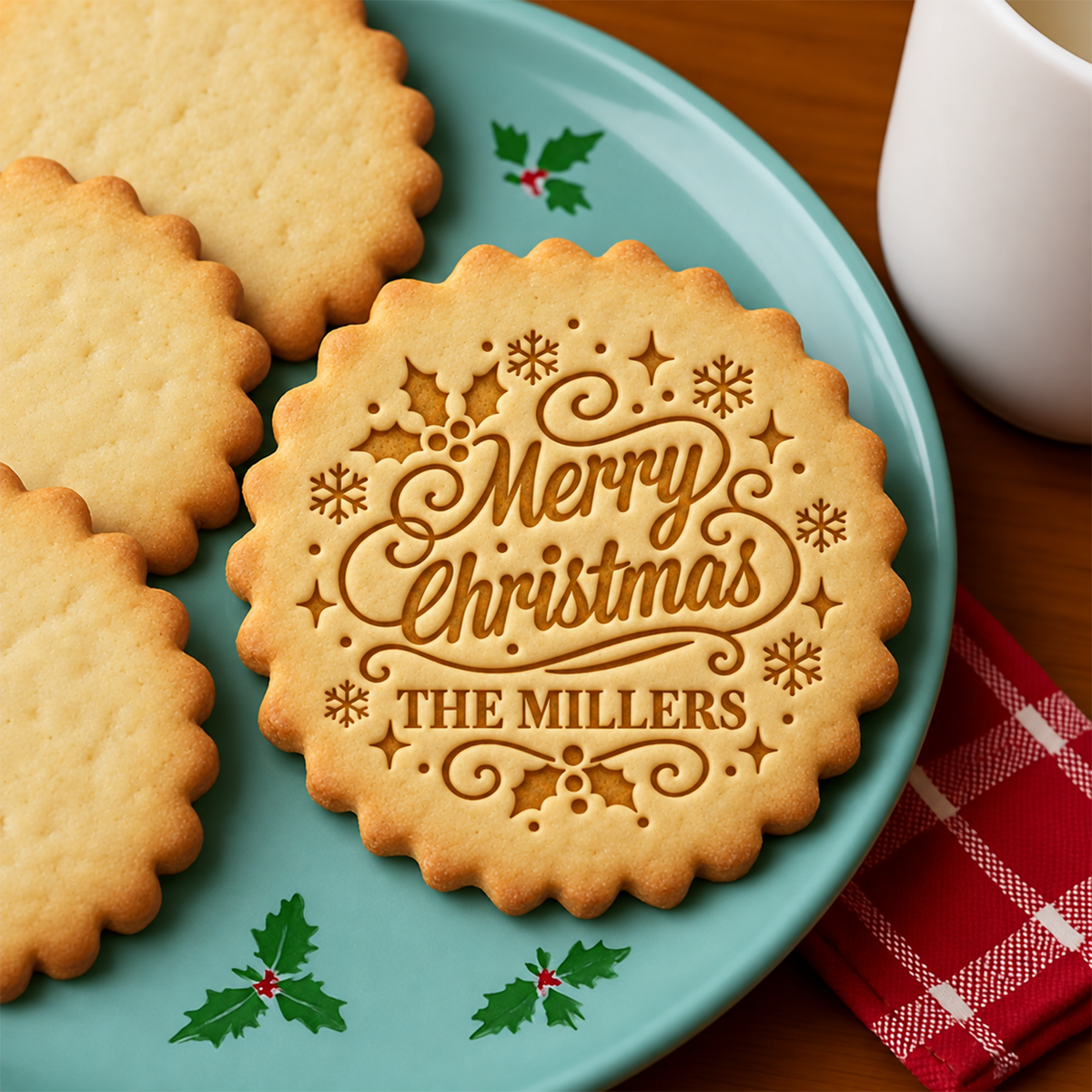 Personalized Family Name Merry Christmas With Snowflake Cookie Stamp - Holiday Baking Gift For Family HA75 919634