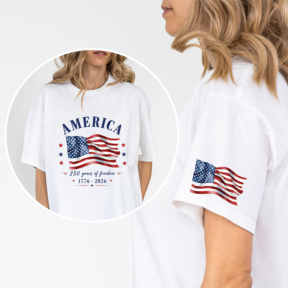 America 1776-2026 250 Years Of Freedom Short Sleeve Print Shirt TH10 170189