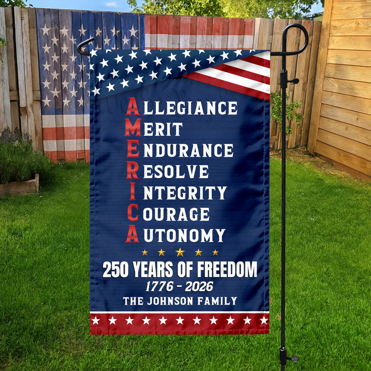 Personalized 250 Years of Freedom American Allegiance Merit Endurance US Garden Flag HO82 902120