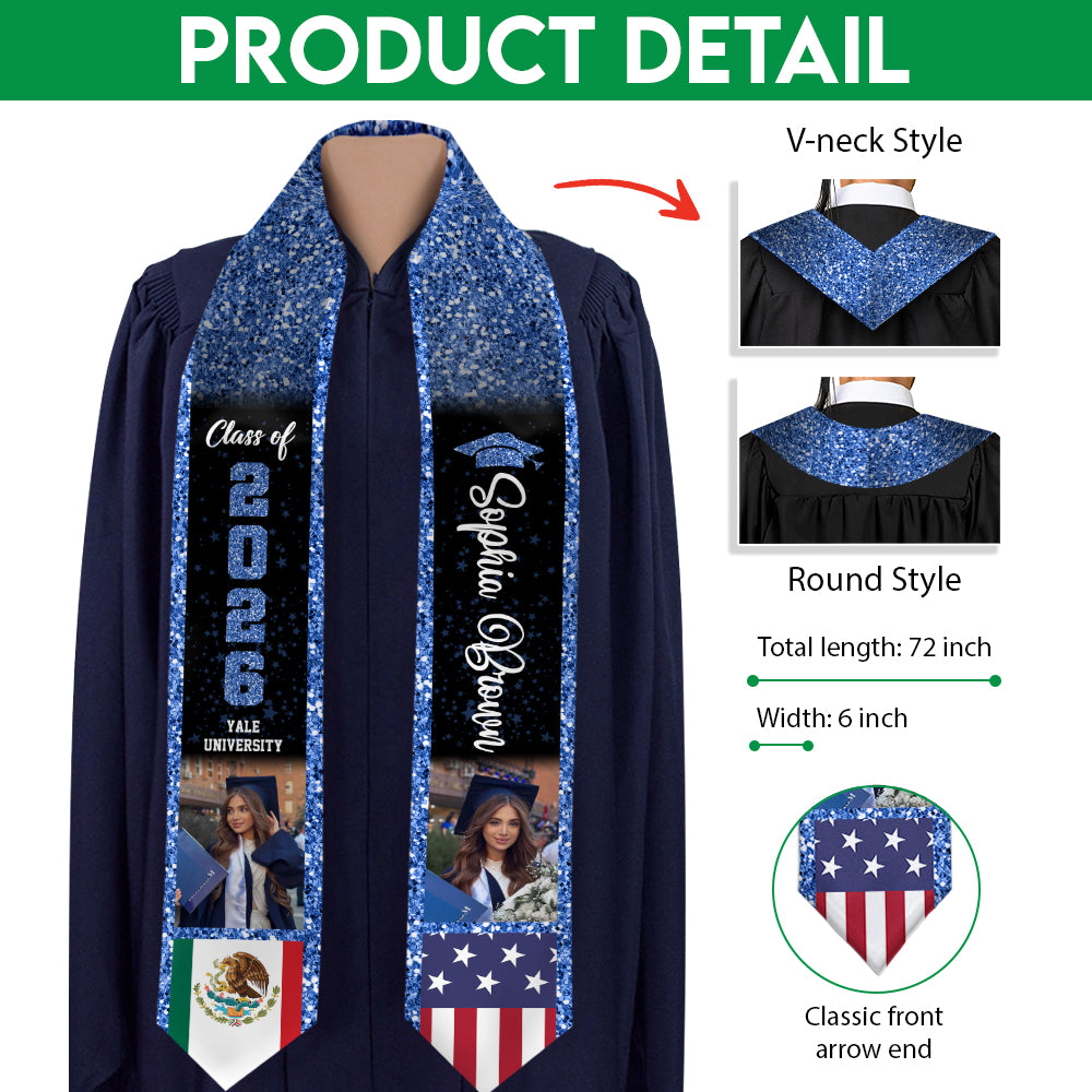 Custom Photo Class of 2026 Flag Graduation Stoles - Graduation Gift, Senior Gift HO82 901640