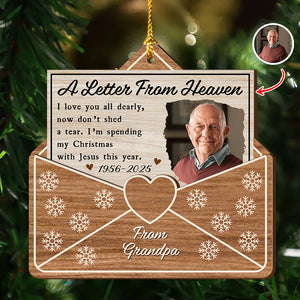 Custom Photo A Letter From Heaven - Personalized 2-Layered Wooden Ornament CH07 895708