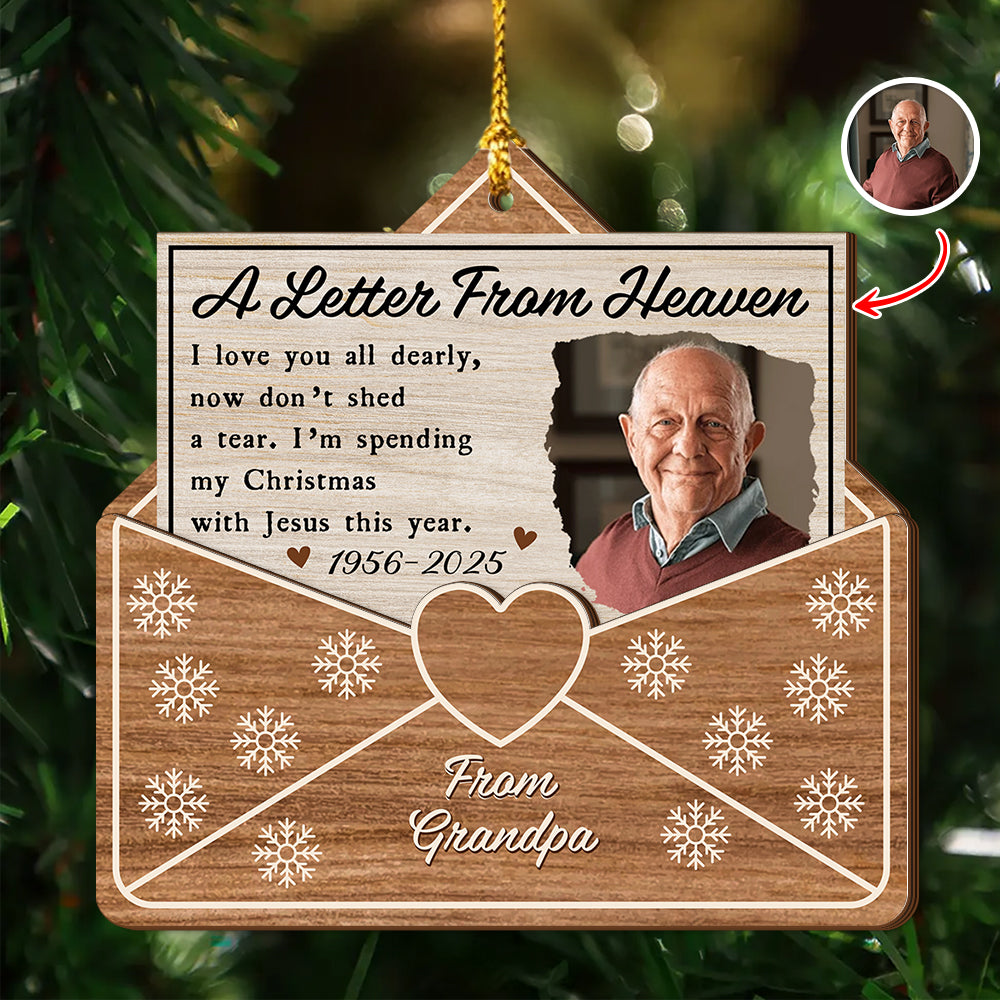 Custom Photo A Letter From Heaven - Personalized 2-Layered Wooden Ornament CH07 895708