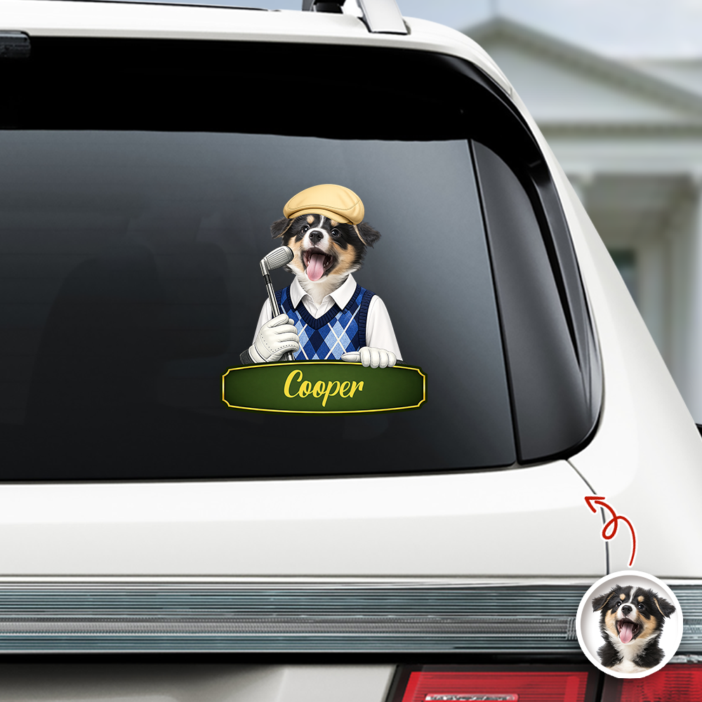 Custom Cute Dog Cat Photo Car Window Decal Sticker - Gift for Golfers HA75 921178