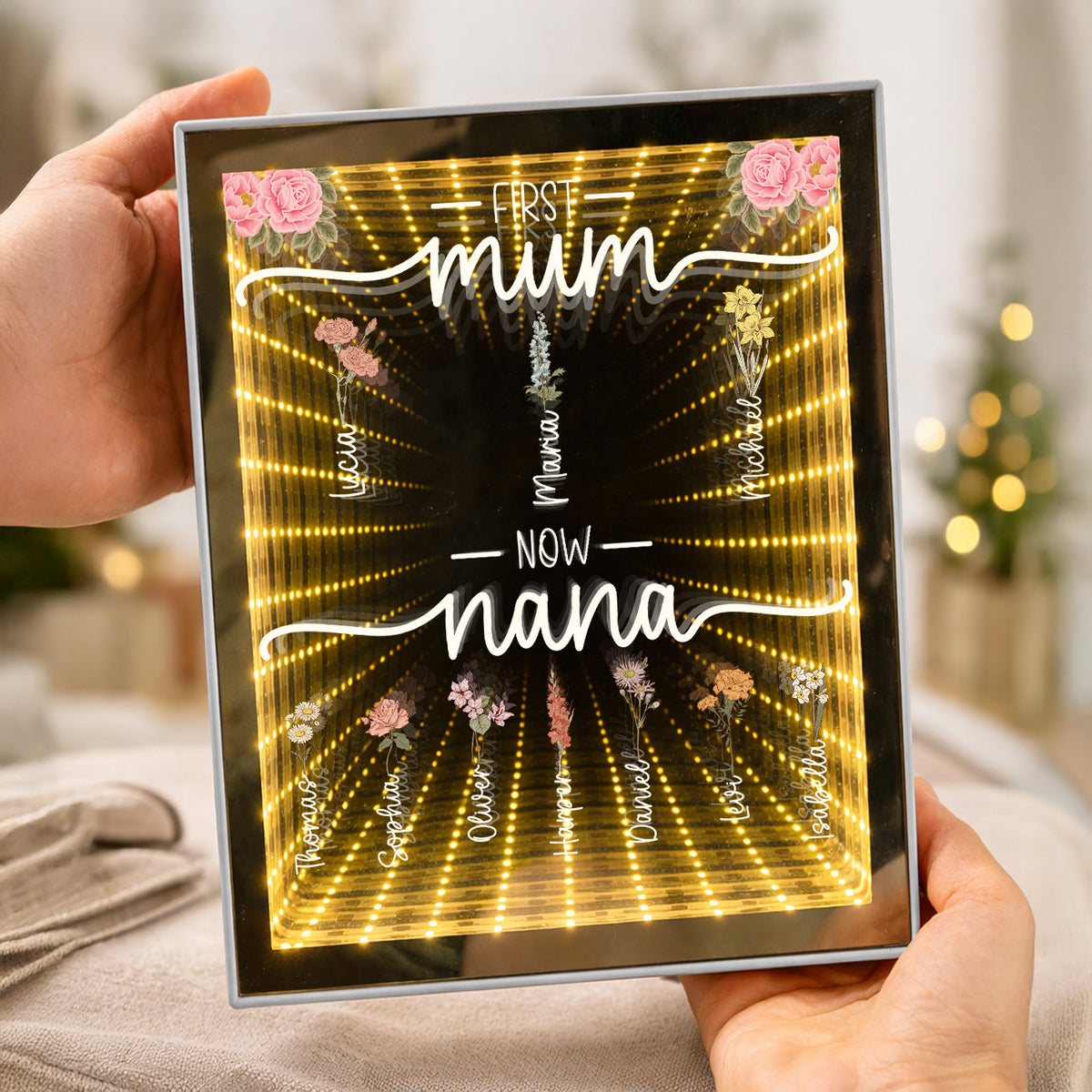 Custom Kids Names First Mom Now Grandma Infinity Mirror Light Box Personalized Mother's Day Gift HO82 901954